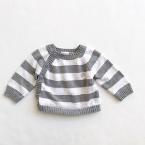 Oshkosh gray/white stripe knit sweater  EUC 9m